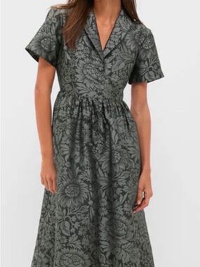 Tuckernuck Olive Green Floral Midi Dress